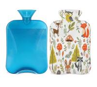 Bouillotte avec housse en forme d'animaux mignons, champignons, baies 2 L pour soulager la douleur, cou doux et épaule, chauffe-mains et pieds, compresse chaude et froide pour adultes et enfants