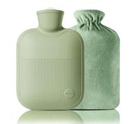 Bouillotte avec housse en peluche, 2 L, 1 L, 0,5 L en PVC pour douleurs au cou, aux épaules et aux mains et aux pieds, crampes menstruelles, compression chaude et thérapie par le froid (Vert-1, 2000