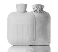 Bouillotte avec housse en peluche, 2 L, 1 L, 0,5 L, en PVC pour douleurs au cou, aux épaules et aux pieds des mains, crampes menstruelles, compression chaude et thérapie par le froid (gris-1, 1 000