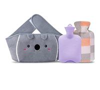 Bouillotte avec housse en peluche douce, certifiée et sans substances nocives, pour le ventre, le dos (violet) (Violet)
