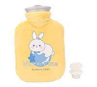 Bouillotte avec housse en peluche douce en PVC épais, étanche, portable pour thérapie par le chaud et le froid, soulagement de la douleur, dos, cou, épaules, abdomen, 500 ml (Lapin jaune)