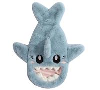 Bouillotte avec housse en peluche lavable 1 L en forme de requin mignon - Anti-explosion et anti-fuite - Douce et confortable - Avec ouverture - Pour soulager la douleur - Cadeau d'hiver pour f