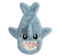 Bouillotte avec housse en peluche lavable 1 L, requin mignon, sac d'eau chaude douce, anti-explosion et anti-fuite avec ouverture, bouteille chauffante d'hiver pour soulager la douleur, c