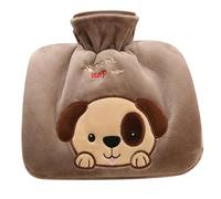 Bouillotte avec housse en peluche pour chien mignon et poche chauffe-mains, sac d'eau chaude de 1250 ML pour soulager la douleur, Bot étanche