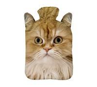 Bouillotte avec housse en polaire douce en caoutchouc avec couvercle 2 litres belle couverture en molleton Chat avec des oreilles [092]