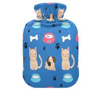 Bouillotte avec housse en polaire douce pour soulager les douleurs au cou et aux épaules - Motif chats mignons - S