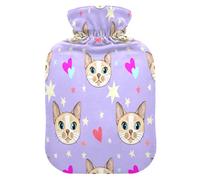 Bouillotte avec housse en polaire douce pour soulager les douleurs au cou et aux épaules - Motif chats mignons - S