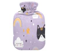 Bouillotte avec housse en polaire douce pour soulager les douleurs au cou et aux épaules - Motif chats mignons - S
