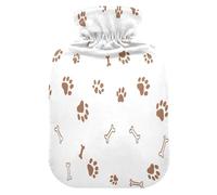 Bouillotte avec housse en polaire douce pour soulager les douleurs au cou et aux épaules - Motif empreintes de pattes de chien - S