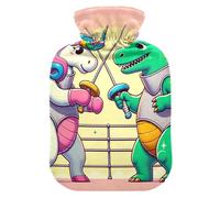 Bouillotte avec housse en velours doux pour crampes menstruelles Motif licorne et dinosaure Taille M