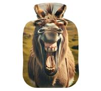 Bouillotte avec housse en velours pour compresse chaude et froide Motif âne rieur 2 l