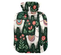 Bouillotte avec housse en velours pour crampes menstruelles Motif lama