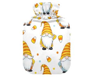 Bouillotte avec housse en velours pour soulager les douleurs au cou et aux épaules Motif nains de nains blancs Taille S