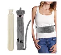 Bouillotte avec housse moelleuse - 2 l - Jolie ceinture de bouillotte à attacher - Longue bouteille d'eau chaude - Housse de taille extra longue - Animal