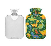 Bouillotte avec housse - Motif dinosaures colorés - 2 litres