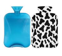 Bouillotte avec housse Motif vache noire et blanche 2 L pour soulager la douleur, cou et épaules, chauffe-mains et pieds