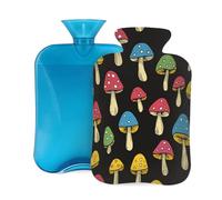 Bouillotte avec housse souple, champignon coloré, 2 litres, pour soulager la douleur, chauffe-mains et pieds