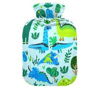 Bouillotte avec housse souple - Chauffe-mains et pieds - Bleu dinosaure mignon - Pour compresse chaude et froide - Taille M