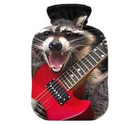 Bouillotte avec housse souple - Chauffe-mains et pieds de lit - Guitare raton laveur - Pour soulager la douleur - Taille M