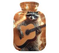 Bouillotte avec housse souple - Chauffe-mains et pieds - Motif raton laveur - Pour crampes menstruelles - Taille M