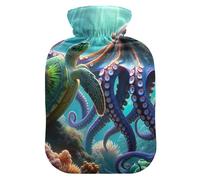 Bouillotte avec housse souple - Chauffe-pieds avec housse souple - Animaux marins - Tortue - Bleu sarcelle - Pour crampes menstruelles - Soulagement de la douleur - Taille S