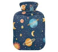 Bouillotte avec housse souple - Chauffe-pieds avec housse souple - Motif planètes de dessins animés - Bleu - Pour soulager la douleur - Taille M
