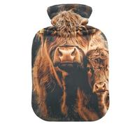 Bouillotte avec housse souple - Chauffe-pieds avec housse souple - Motif vache des Highlands et mollet - Pour cou, épaules et crampes menstruelles - Taille M