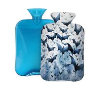 Bouillotte avec housse souple, chauve-souris bleue d'Halloween, 2 litres, pour soulager la douleur, chauffe-mains et pieds