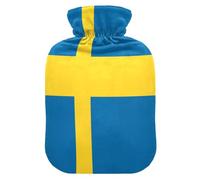 Bouillotte avec housse souple - Motif drapeau de la Suède - 1 l - Pour chauffe-cou et épaules