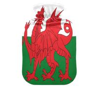 Bouillotte avec housse souple Motif drapeau du Pays de Galles 1 l