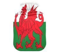 Bouillotte avec housse souple - Motif drapeau du Pays de Galles - 1 l - Pour thérapies chaudes et froides
