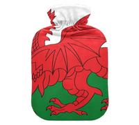 Bouillotte avec housse souple, motif drapeau du Pays de Galles avec housse souple, sac chauffant de 2 l pour crampes menstruelles, crampes menstruelles