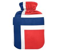 Bouillotte avec housse souple Motif drapeau national de la Norvège Idéal pour les crampes menstruelles 1 l