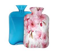 Bouillotte avec housse souple, motif fleur de cerisier rose Sakura 2 l pour soulager la douleur, les crampes, les mains et les pieds, menstruelles