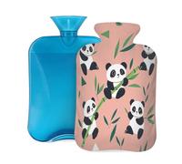 Bouillotte avec housse souple, motif panda mignon et bambou 2 litres pour soulager la douleur, chauffe-mains et pieds