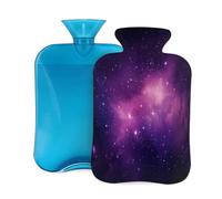 Bouillotte avec housse souple, nébuleuse violette, 2 litres, pour soulager la douleur, chauffe-mains et pieds