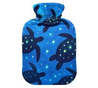 Bouillotte avec housse souple pour compresse chaude et froide Motif tortues de mer Bleu Taille M