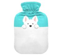 Bouillotte avec housse souple pour crampes menstruelles Motif chiens blancs