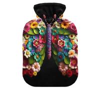 Bouillotte avec housse souple pour crampes menstruelles Motif fleurs et papillons Taille M