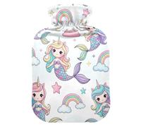 Bouillotte avec housse souple pour les mains et les pieds - Motif licorne - Sirène - Pour le cou, les épaules et les crampes menstruelles - Taille S