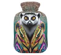 Bouillotte avec housse souple pour pieds et chauffe-lit, joli sac d'eau chaude lémurien à queue d'anneau pour soulager la douleur, taille M