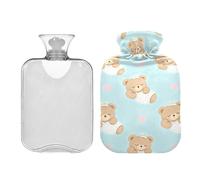 Bouillotte avec housse souple pour soulager la douleur, l'arthrite et les compresas calientes para el vientre - Motif ours marron