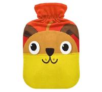 Bouillotte avec housse souple pour soulager les douleurs au cou et aux épaules - Motif chien de dessin animé - Jaune et rouge