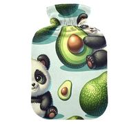 Bouillotte avec housse souple pour soulager les douleurs au cou et aux épaules - Motif panda mignon et avocat - Taille S