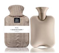 Bouillotte avec housse tricotée, 2 L 1 L pour compresse chaude et froide, chauffe-mains et pieds, idéale pour les crampes menstruelles, le soulagement des douleurs au cou et aux épaules (kaki, 2000