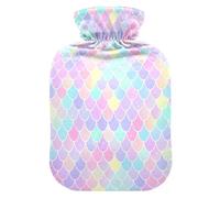 Bouillotte avec motif écailles arc-en-ciel avec housse en polaire douce pour soulager la douleur au cou et aux épaules Thérapies par le chaud et le froid - L