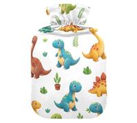 Bouillotte blanche avec housse souple en forme de dinosaure mignon pour soulager la douleur, petit cadeau d'hiver