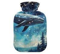 Bouillotte bleu ciel étoilé baleine avec housse souple, sac d'eau de 2 L pour (scénario), (scénario), (scénario)