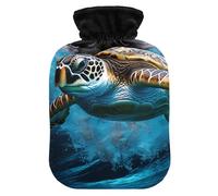 Bouillotte bleu tortue de mer avec housse souple, sac à eau de 2 L pour (scénario), (scénario), (scénario)