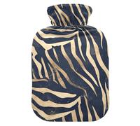 Bouillotte bleue à rayures d'animaux avec housse souple, 1 L pour l'arthrite